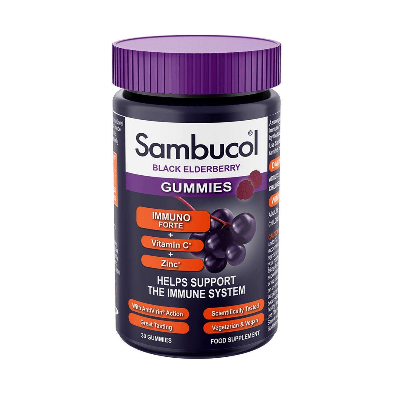 Black Eldeberry Immuno Forte Gummies 30gumies - Sambucol - Food Supplement - Eco Natural Products