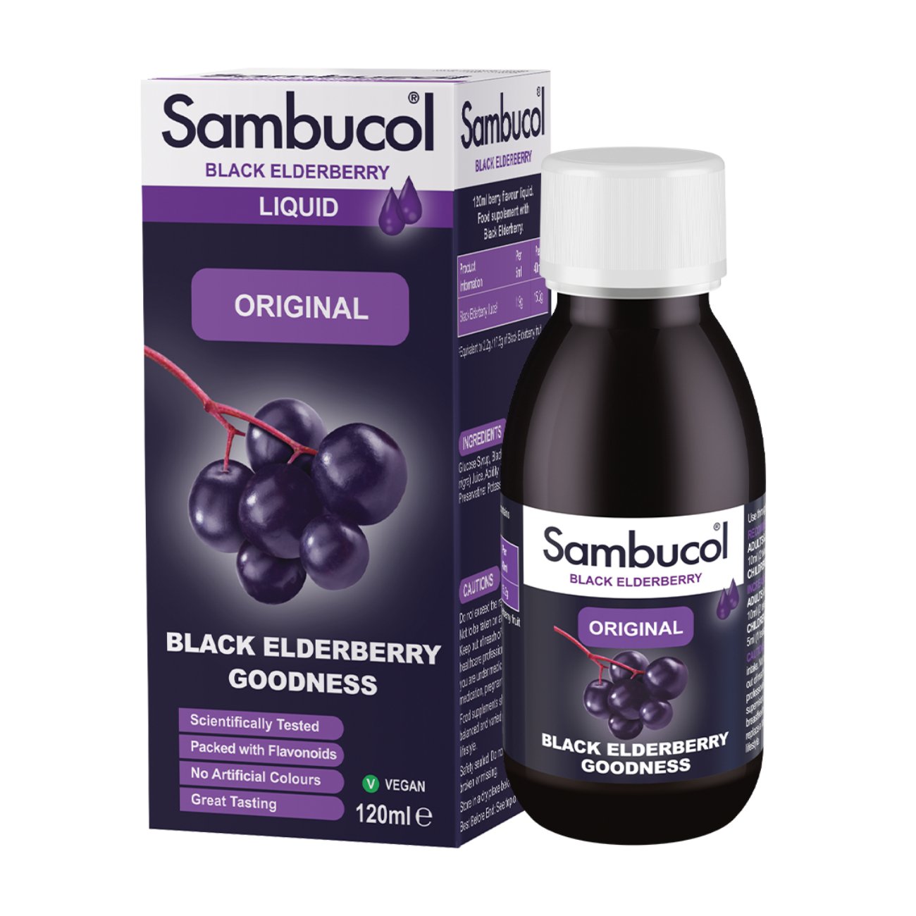 Black Elderberry Original Liquid 120ml - Eco Natural Products - Sambucol - Food Supplement