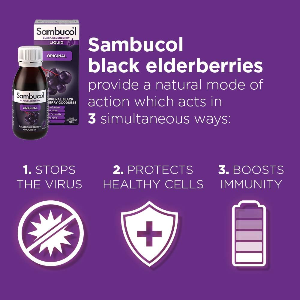 Black Elderberry Original Liquid 120ml - Sambucol - Food Supplement - Eco Natural Products