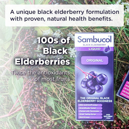 Black Elderberry Original Liquid 120ml - Sambucol - Food Supplement - Eco Natural Products