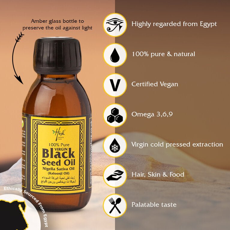 Black Seed Oil 100% Pure Virgin 100ml - Eco Natural Products - Hesh - Beauty Oil