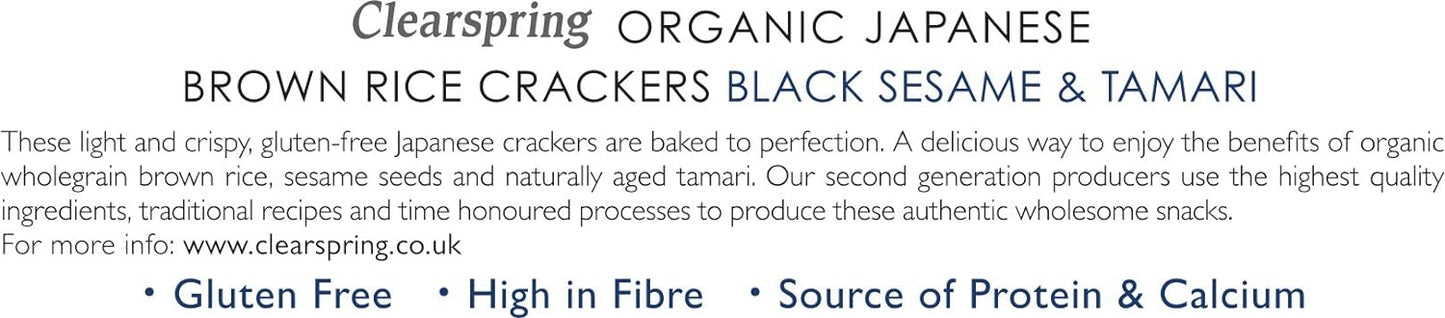 Black Sesame Japanese Brown Rice Crackers 40g - Clearspring - Brown Rice Crackers - Eco Natural Products