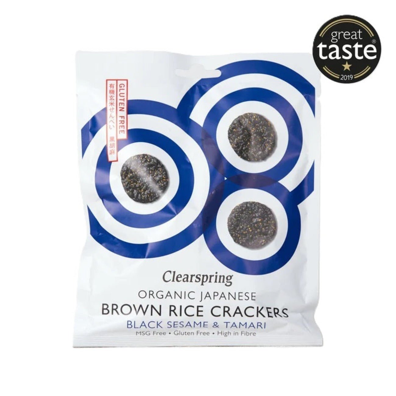 Black Sesame Japanese Brown Rice Crackers 40g - Eco Natural Products - Clearspring - Brown Rice Crackers