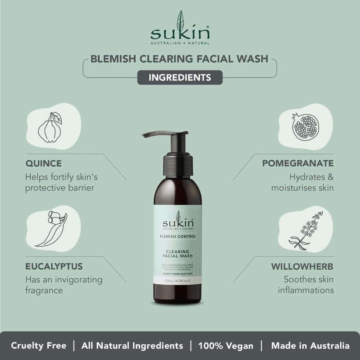 Blemish Control Clearing Face Wash 125ml - Sukin - Facial Cleansers - Eco Natural Products