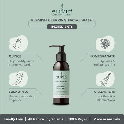 Blemish Control Clearing Face Wash 125ml - Sukin - Facial Cleansers - Eco Natural Products