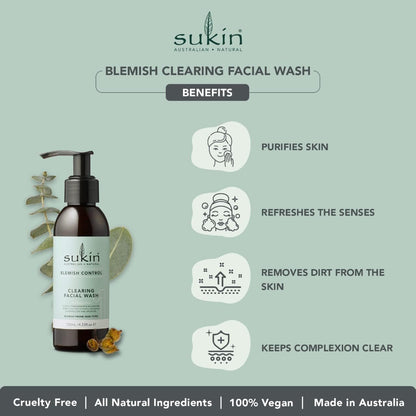 Blemish Control Clearing Face Wash 125ml - Sukin - Facial Cleansers - Eco Natural Products