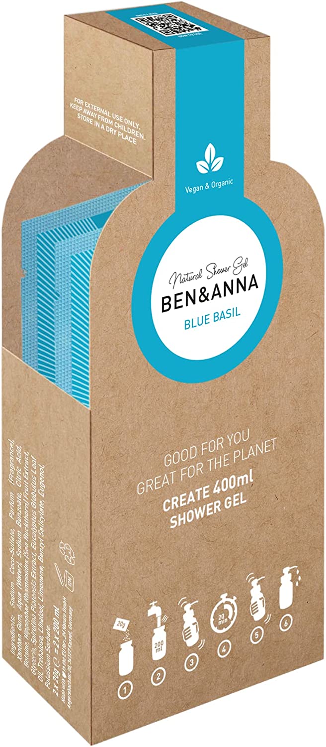 Blue Basil Shower Gel Flakes 60g - Eco Natural Products - Ben & Anna - Shower Gel Flakes