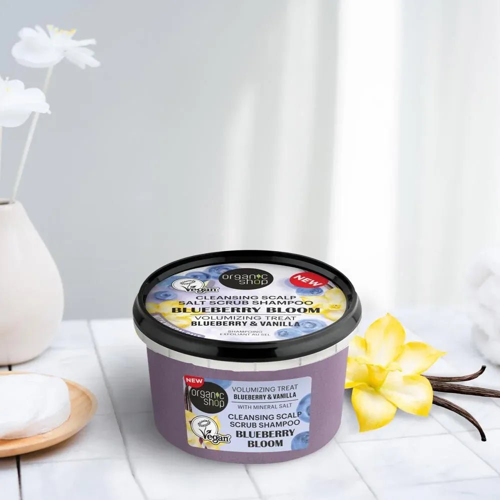 Blueberry Bloom & Vanilla Scalp Salt Scrub Shampoo 250ml - Organic Shop - Shampoo - Organic Shop