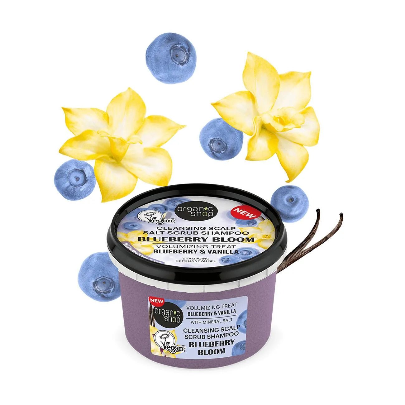 Blueberry Bloom & Vanilla Scalp Salt Scrub Shampoo 250ml - Organic Shop - Shampoo - Organic Shop