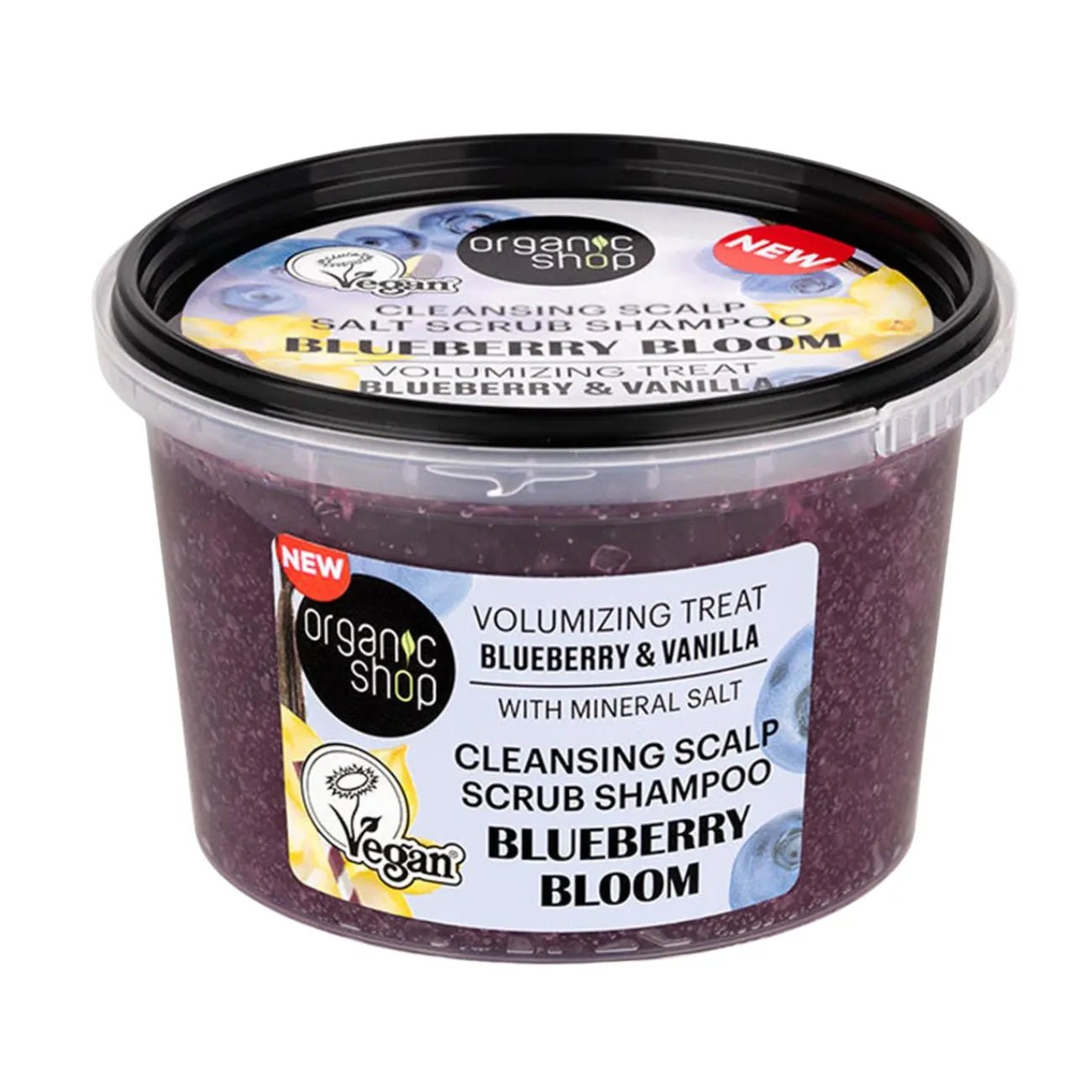 Blueberry Bloom & Vanilla Scalp Salt Scrub Shampoo 250ml - Organic Shop - Shampoo - Organic Shop