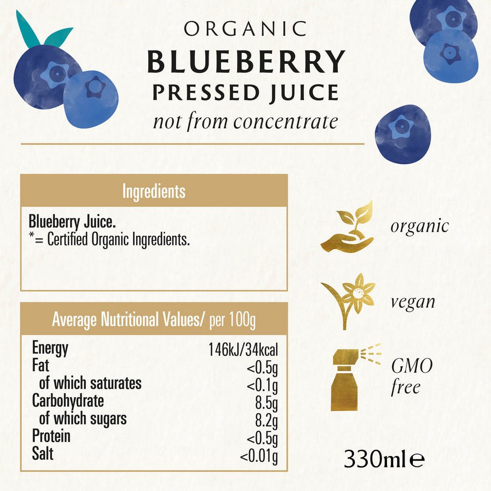 Blueberry Juice Pure 330ml - Biona - Juice - Eco Natural Products