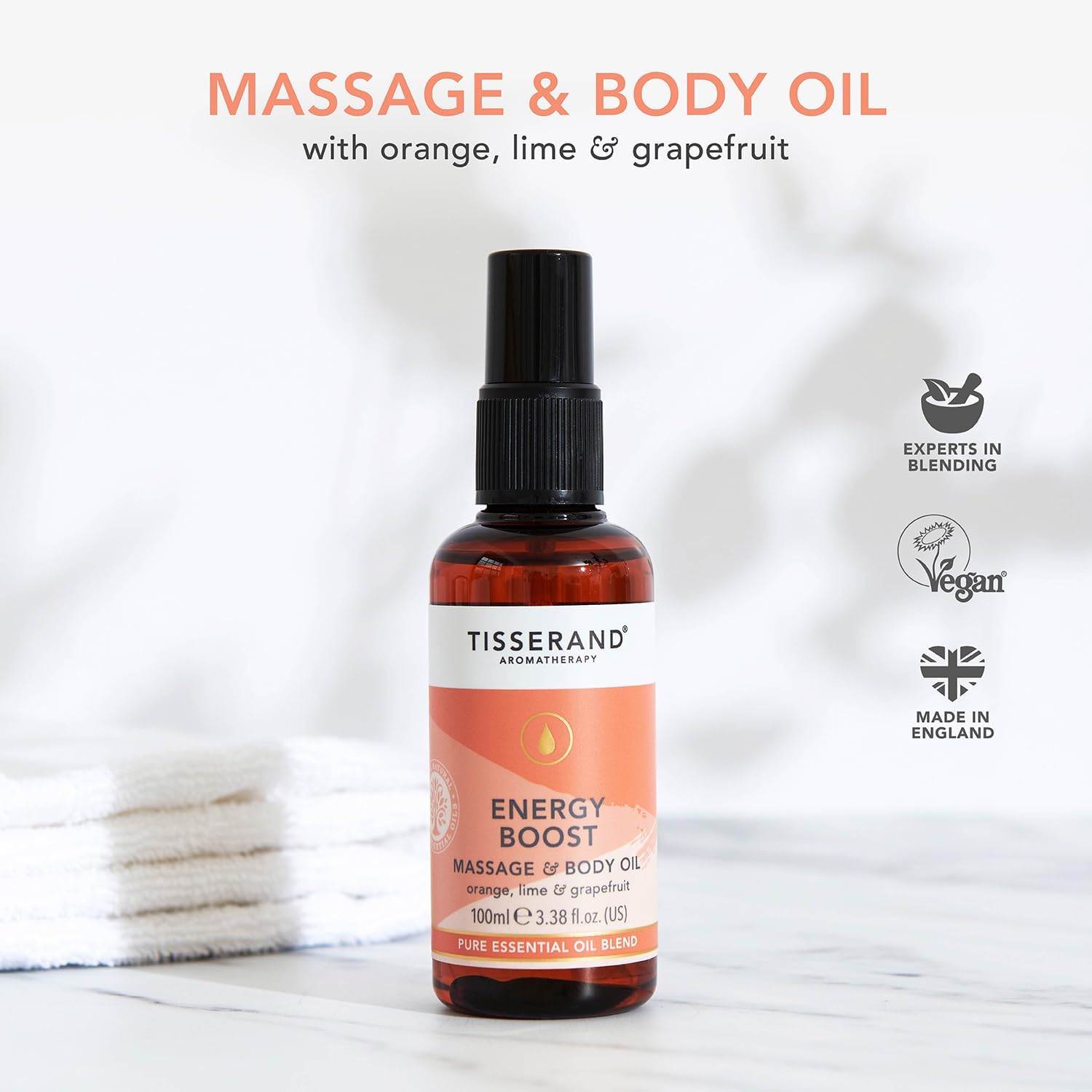 Body Massage Oil Energy 100ml - Eco Natural Products - Tisserand - Body Oil