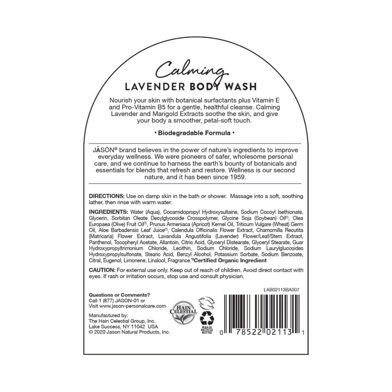 Body Wash Calming Lavender 887ml - Eco Natural Products - Jason - Body Wash