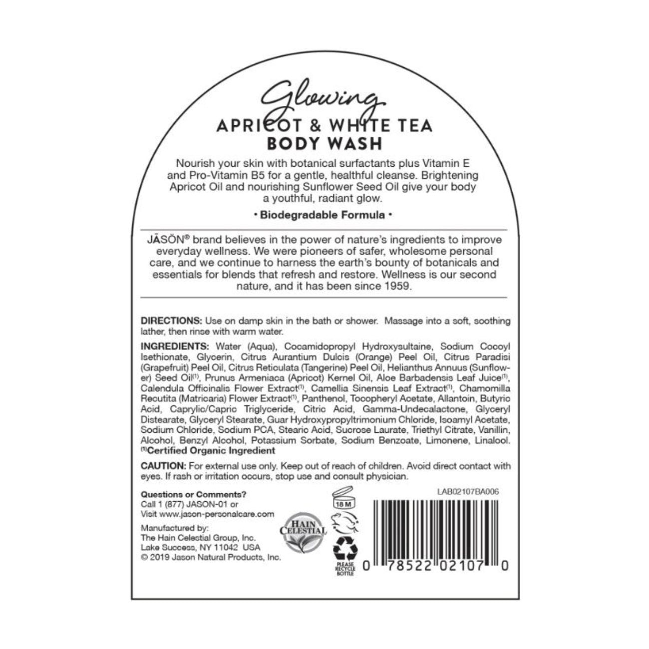 Body Wash Glowing Apricot 887ml - Jason - Body Wash - Eco Natural Products