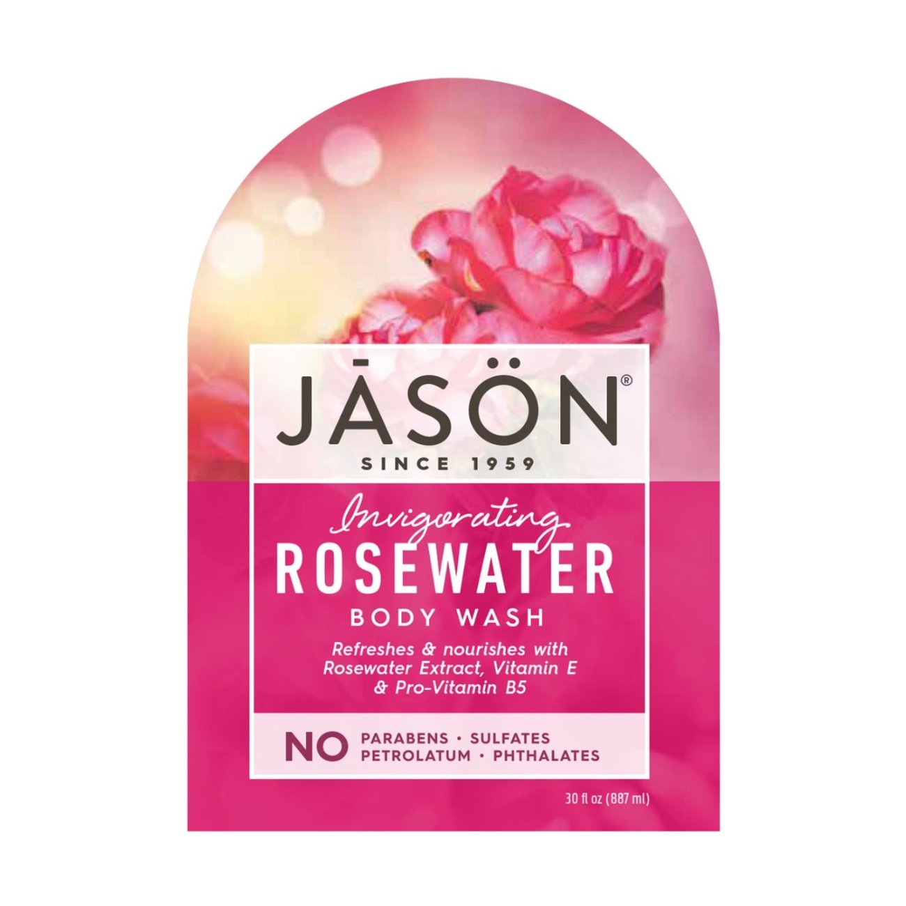 Body Wash Invigorating Rosewater 887ml - Jason - Body Wash - Eco Natural Products