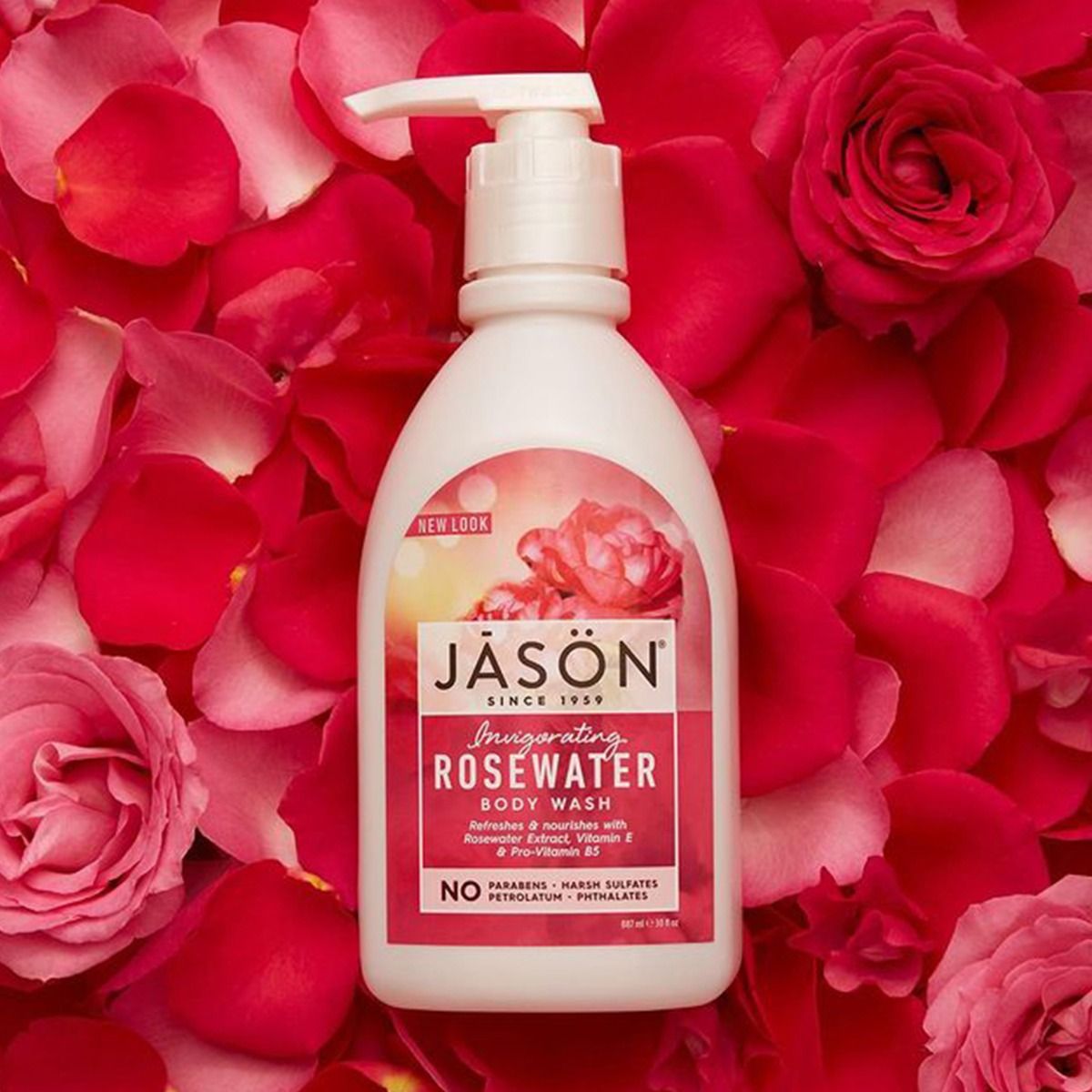 Body Wash Invigorating Rosewater 887ml - Eco Natural Products - Jason - Body Wash