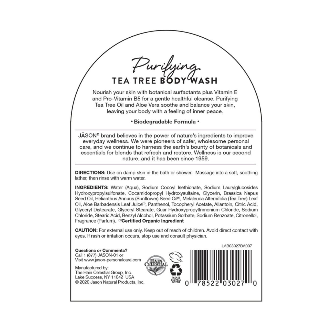 Body Wash Purifying Tea Tree 887ml - Eco Natural Products - Jason - Body Wash