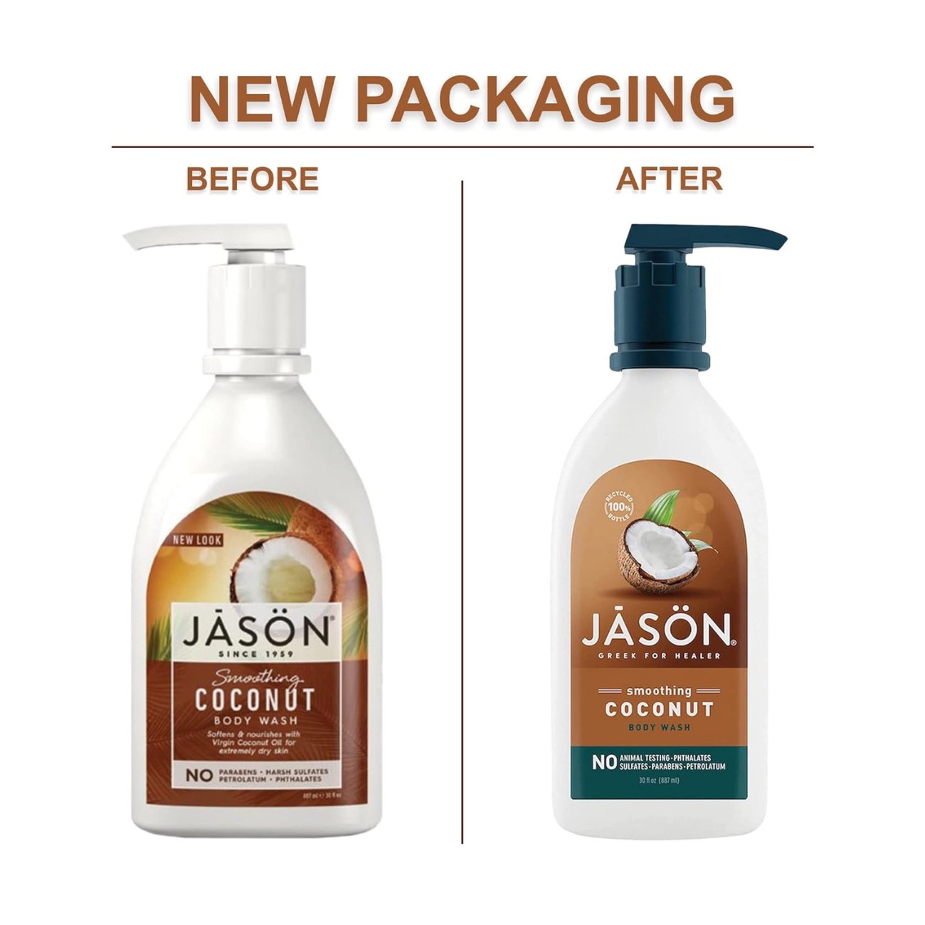 Body Wash Smoothing Coconut 887ml - Jason - Body Wash - Eco Natural Products