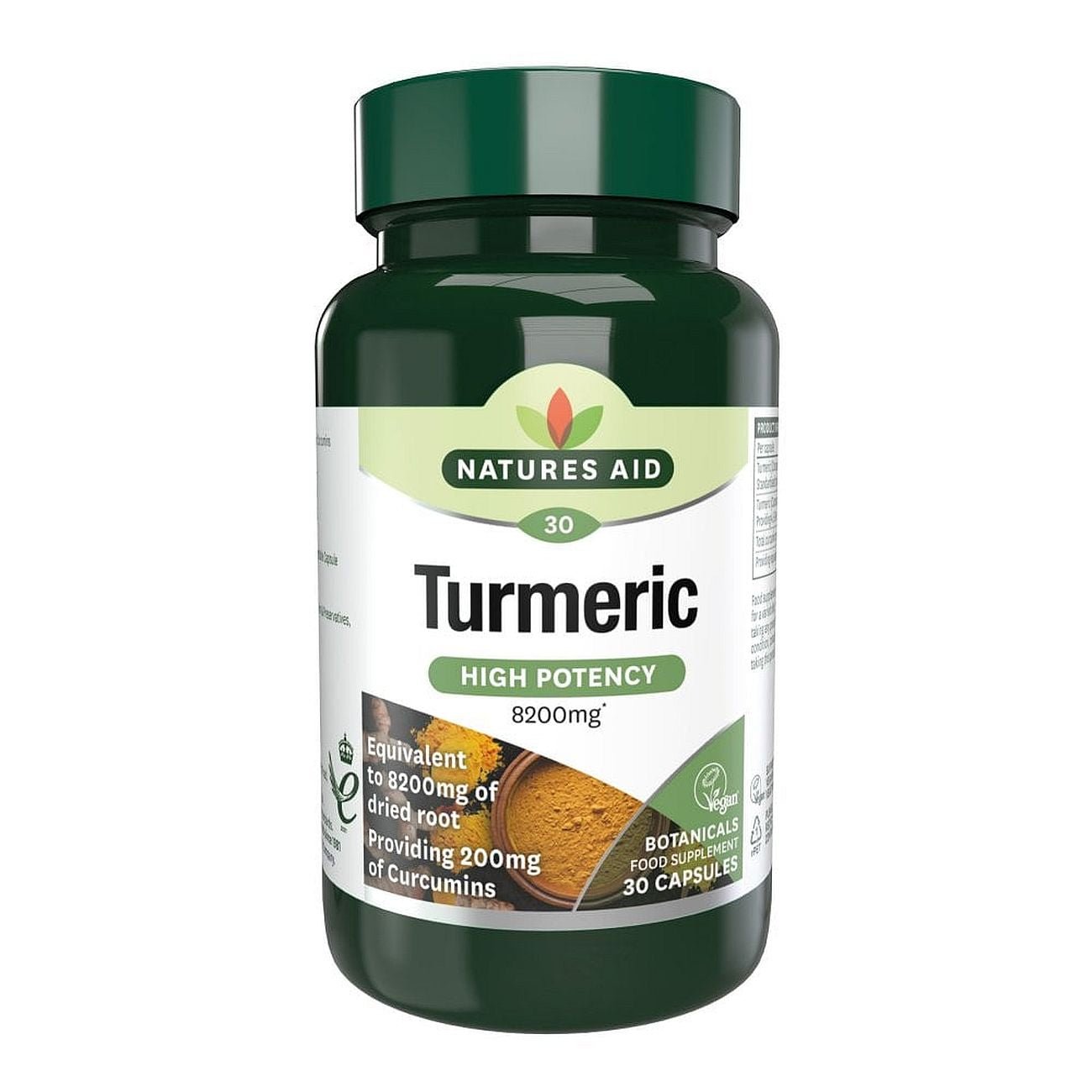 Botanicals Turmeric High Potency 8200mg 30 Capsules - Eco Natural Products - Natures Aid - Vitamins & Supplements