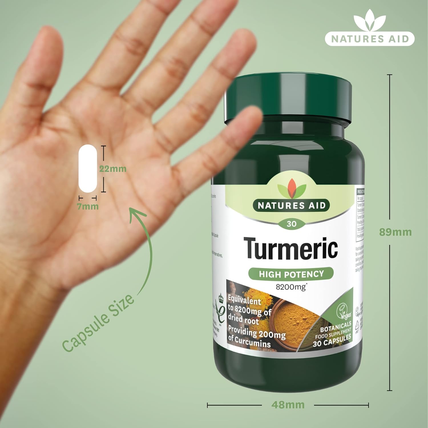 Botnicals Turmeric High Potency - 8200mg - 30caps - Natures Aid - Vitamins & Supplements - Eco Natural Products