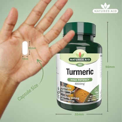 Botnicals Turmeric High Potency - 8200mg - 60caps - Natures Aid - Vitamins & Supplements - Eco Natural Products