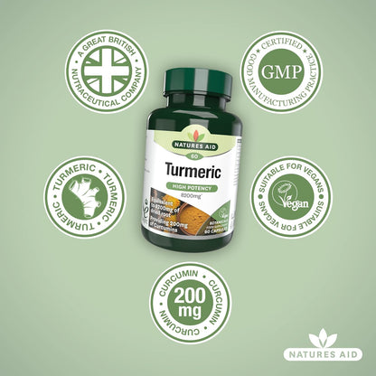 Botnicals Turmeric High Potency - 8200mg - 60caps - Natures Aid - Vitamins & Supplements - Eco Natural Products