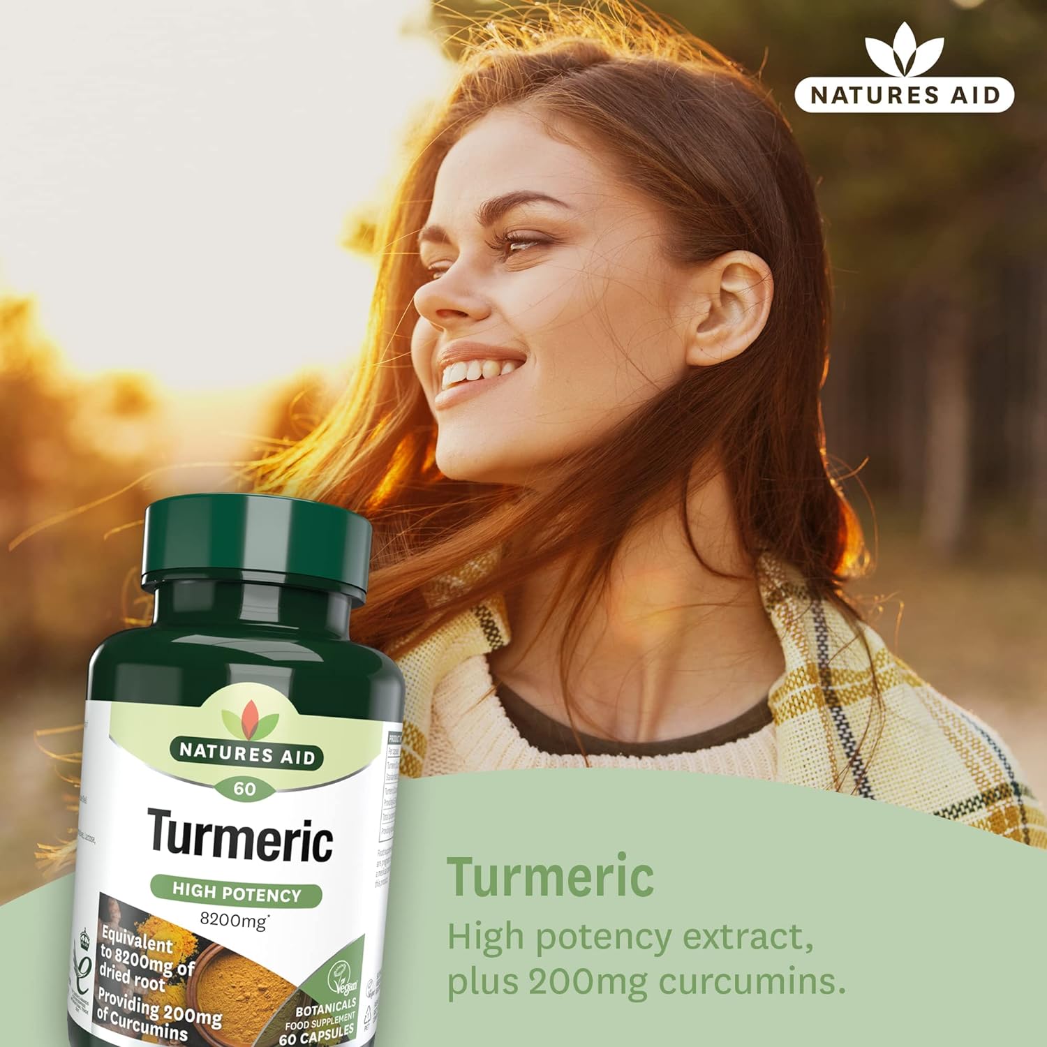 Botnicals Turmeric High Potency - 8200mg - 60caps - Natures Aid - Vitamins & Supplements - Eco Natural Products