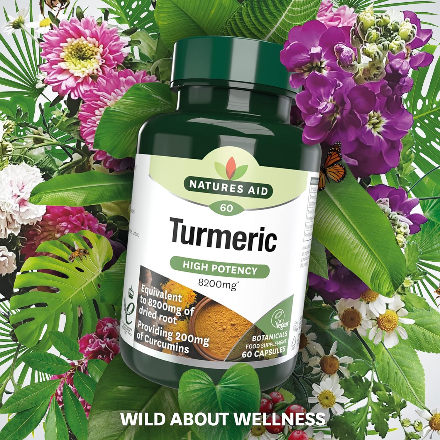 Botnicals Turmeric High Potency - 8200mg - 60caps - Natures Aid - Vitamins & Supplements - Eco Natural Products
