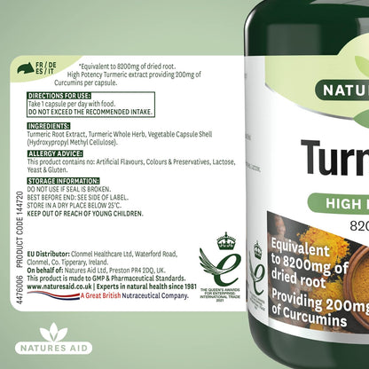 Botnicals Turmeric High Potency - 8200mg - 60caps - Natures Aid - Vitamins & Supplements - Eco Natural Products