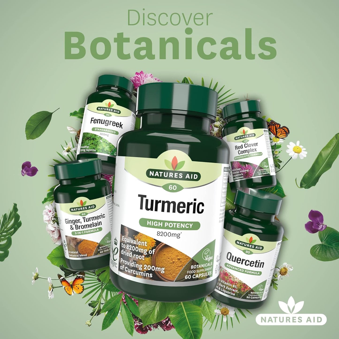 Botnicals Turmeric High Potency - 8200mg - 60caps - Natures Aid - Vitamins & Supplements - Eco Natural Products