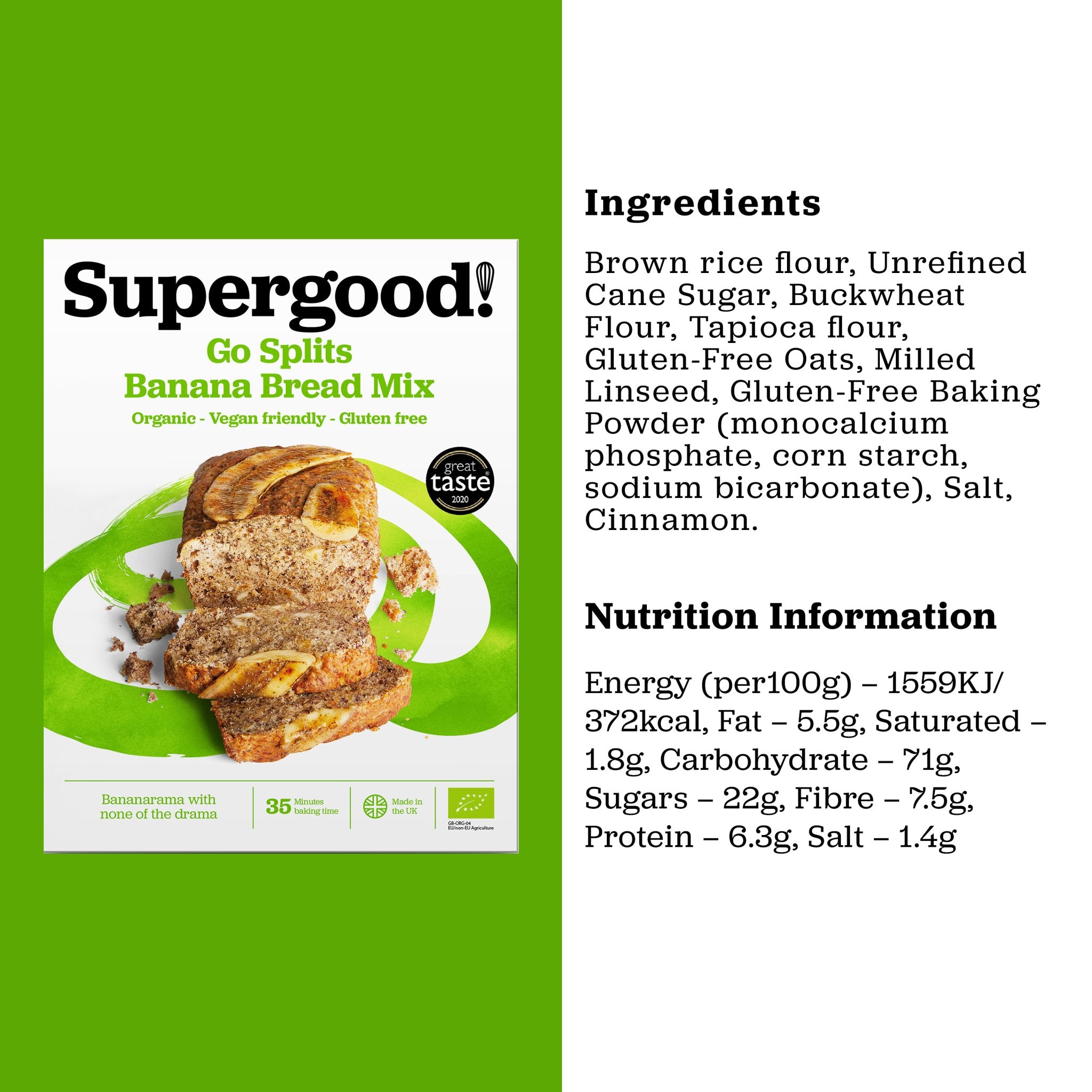 Bread Mix Go Splits Banana 250g - Eco Natural Products - Supergood - Baking Mix