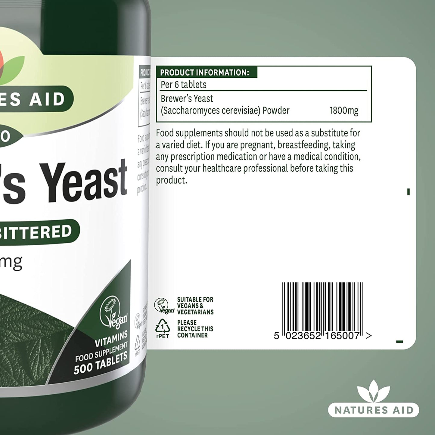 Brewers Yeast 300mg 500 Tablets - Natures Aid - Vitamins & Supplements - Eco Natural Products