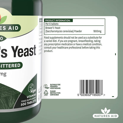 Brewers Yeast 300mg 500 Tablets - Natures Aid - Vitamins & Supplements - Eco Natural Products