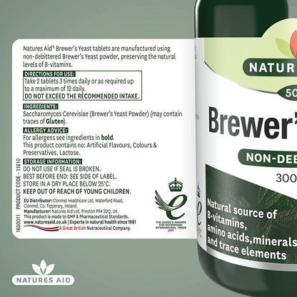 Brewers Yeast 300mg 500 Tablets - Natures Aid - Vitamins & Supplements - Eco Natural Products