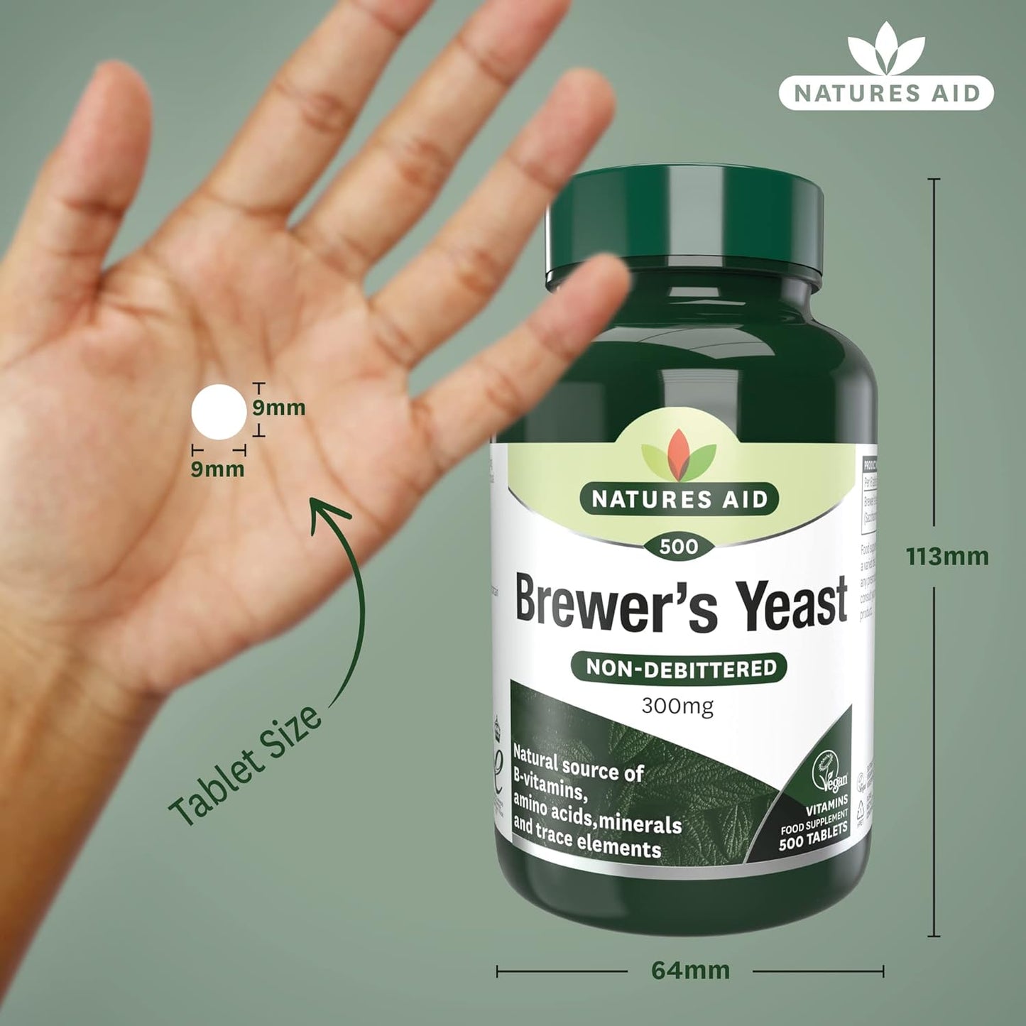 Brewers Yeast 300mg 500 Tablets - Natures Aid - Vitamins & Supplements - Eco Natural Products