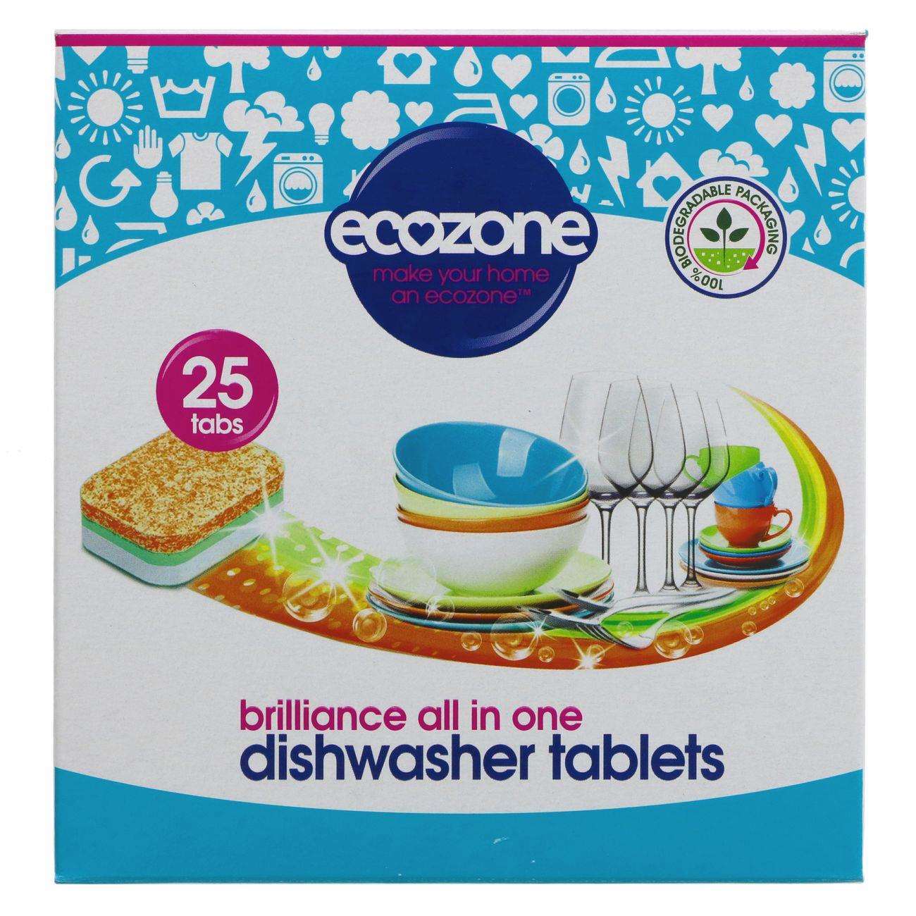 Brilliance Dishwasher 25 Tablets - Eco Natural Products - Ecozone - Dishwasher Tablets