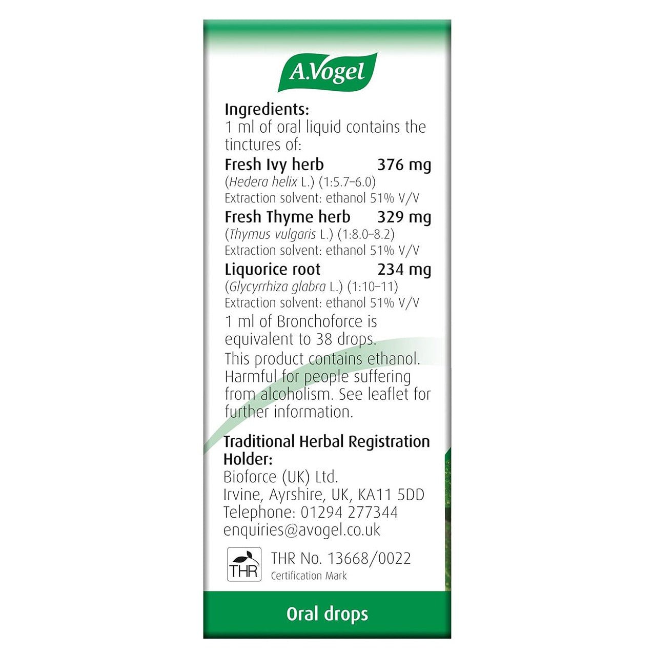 Bronchoforce Chesty Cough Ivy Complex Oral Drop 50ml - Eco Natural Products - A. Vogel - Oral Drop