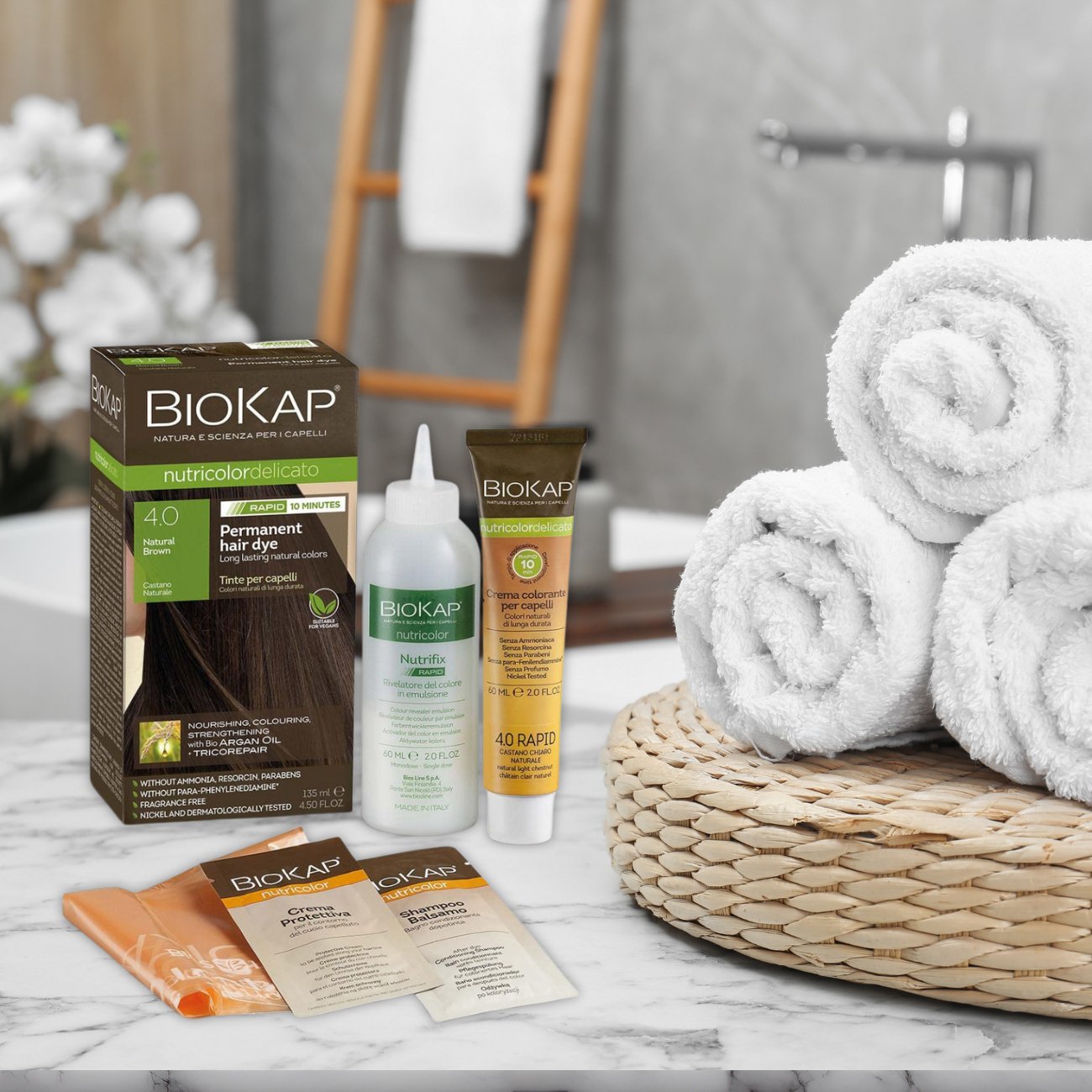 Brown 4.0 Rapid Permanent Hair Dye 140ml - BioKap - Hair Color - Eco Natural Products