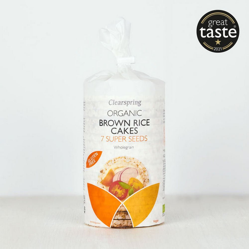 Brown Rice Cakes 7 Super Seeds 120g - Eco Natural Products - Clearspring - Brown Rice Crackers