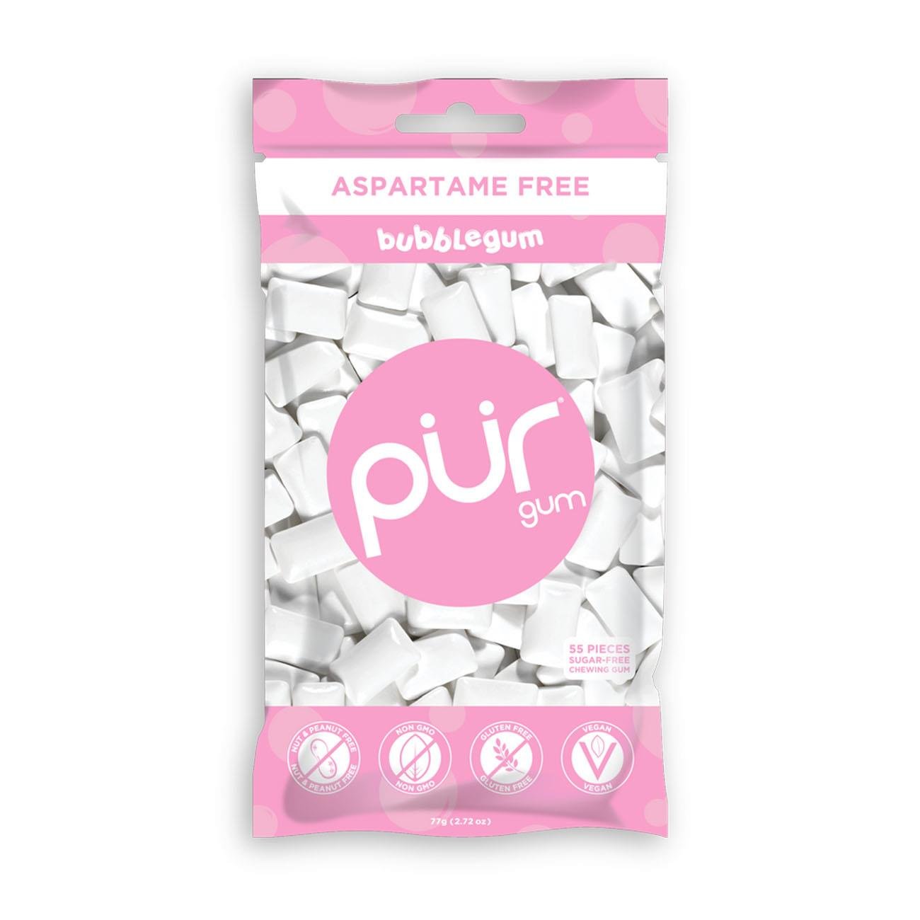Bubblegum Flavour Chewing Gum Bag 77g - Pur - Gum - Eco Natural Products