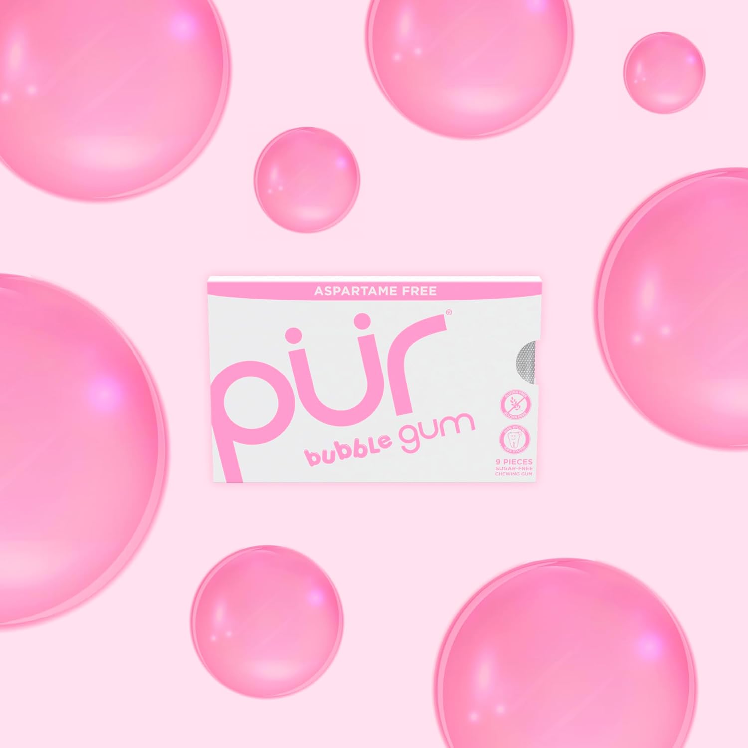 Bubblegum Flavour Chewing Gum Blister Pack 9 Pieces - Pur - Gum - Eco Natural Products