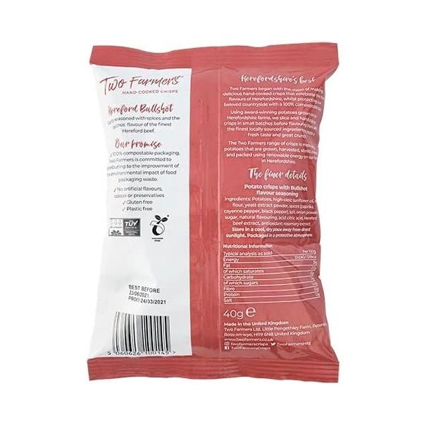 Bullshot Crisps Compostable Packaging 40g - Eco Natural Products - Two Farmers - Potatoe Crisps