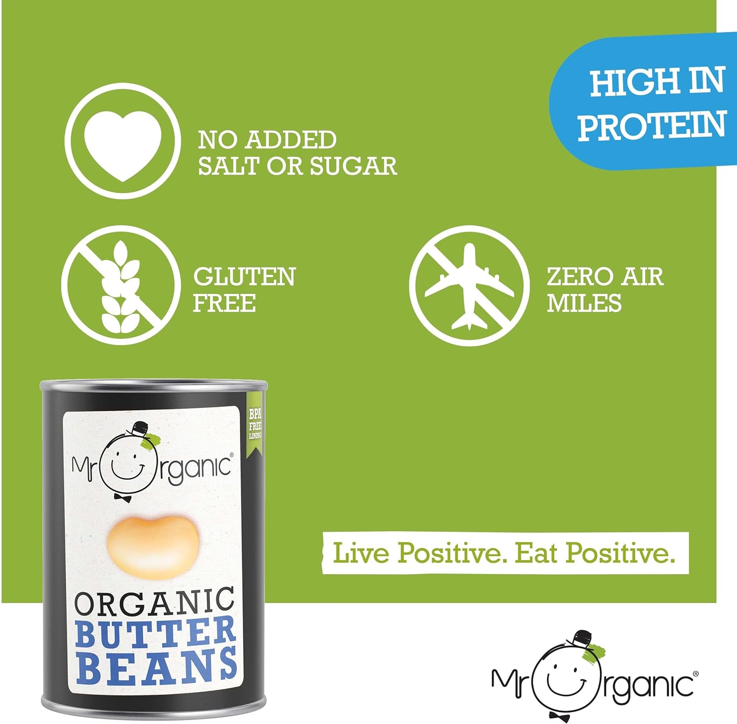 Butter Beans Tin 400g - Mr Organic - Beans - Eco Natural Products