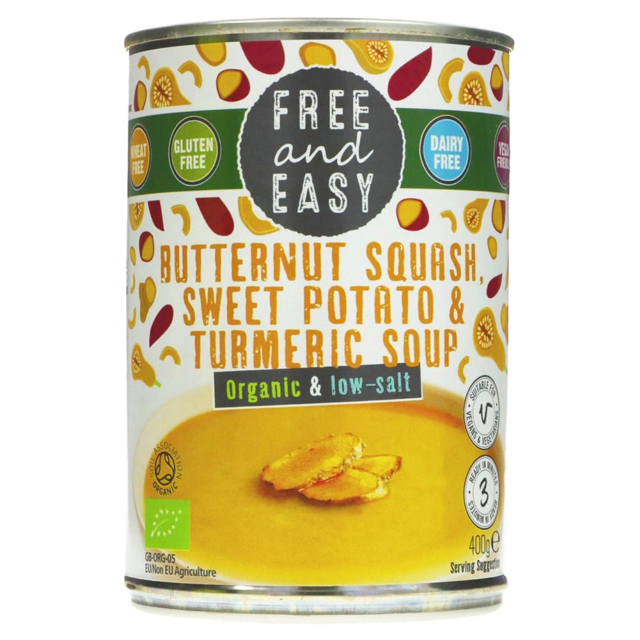 Butternut Squash, Sweet Potato & Turmeric Soup 400g - Free & Easy - Soups & Broths - Eco Natural Products