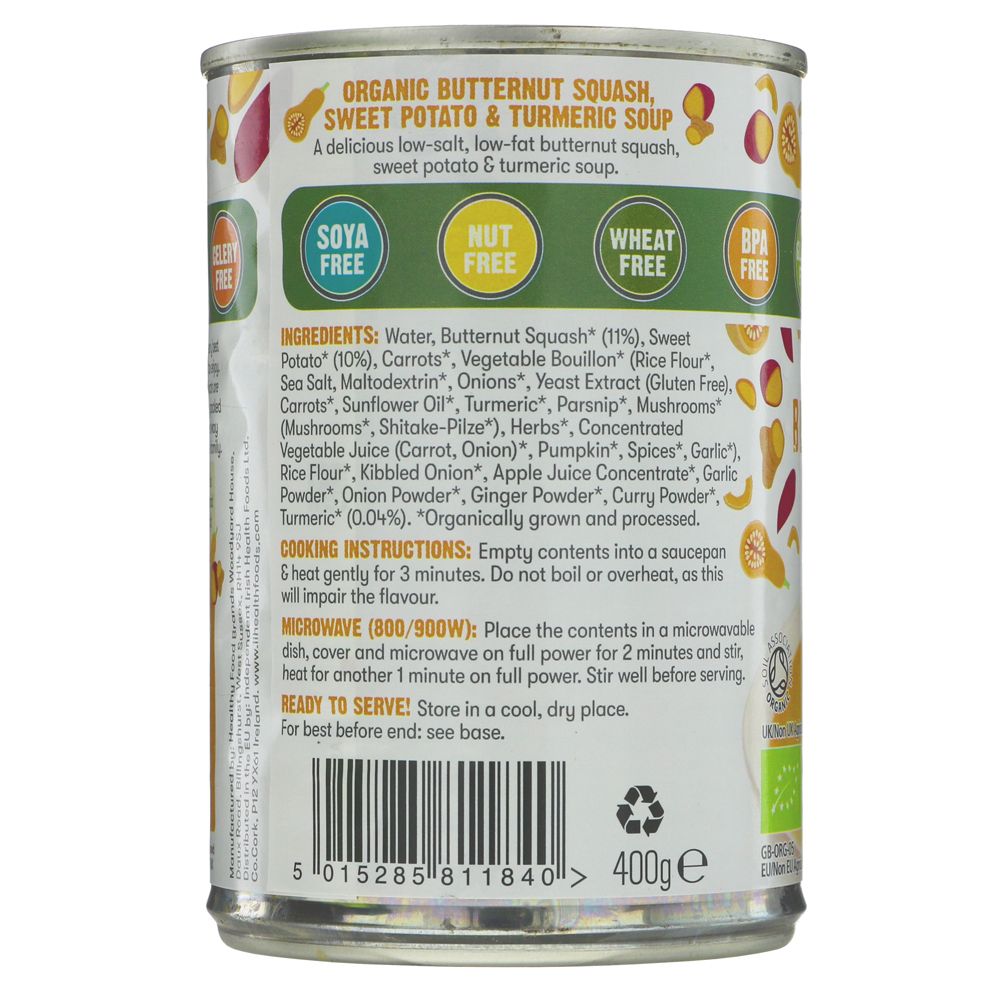Butternut Squash, Sweet Potato & Turmeric Soup 400g - Free & Easy - Soups & Broths - Eco Natural Products