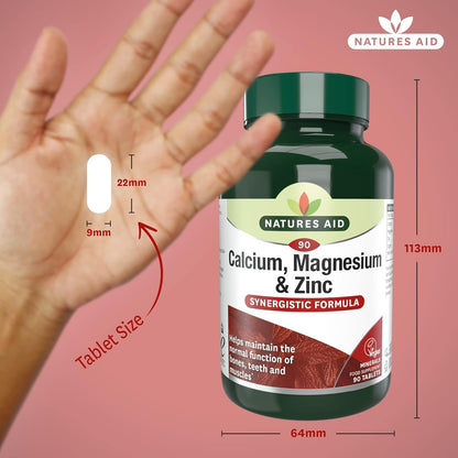 Calcium Magnesium and Zinc 90 Tablets - Natures Aid - Vitamins & Supplements - Eco Natural Products