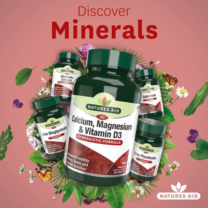 Calcium, Magnesium & Vitamin D3 90 Tablets - Natures Aid - Vitamins & Supplements - Eco Natural Products