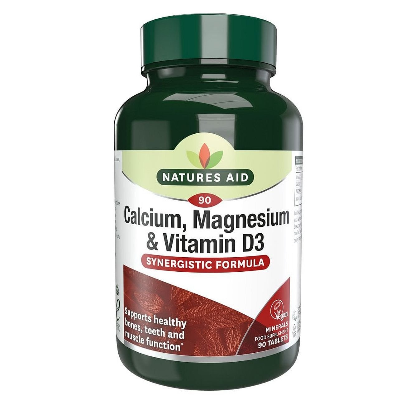 Calcium, Magnesium & Vitamin D3 90 Tablets - Eco Natural Products - Natures Aid - Vitamins & Supplements