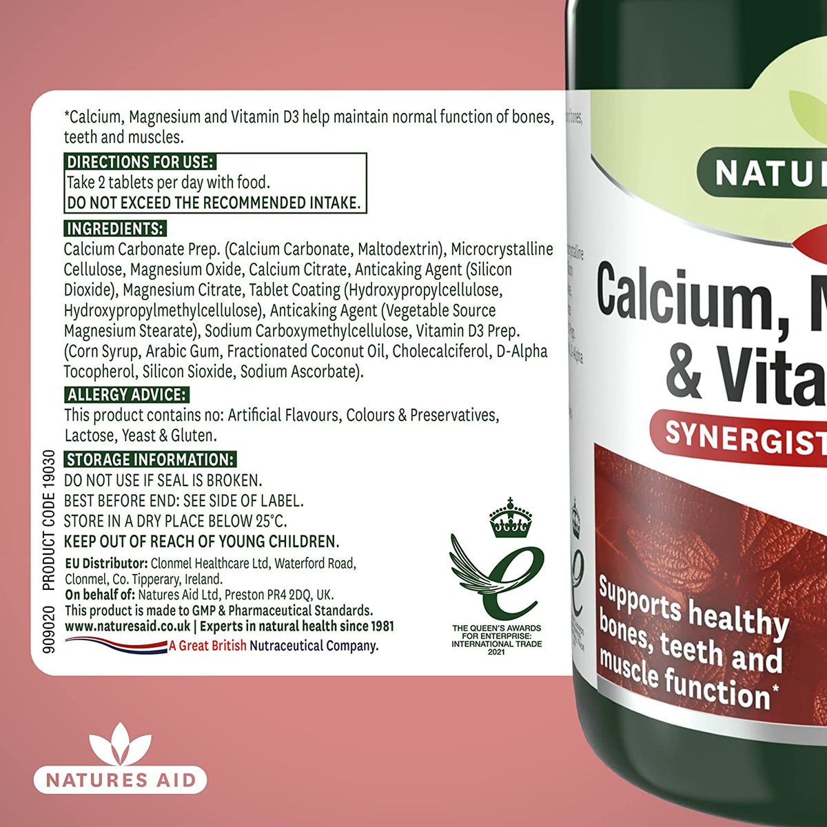 Calcium, Magnesium & Vitamin D3 90 Tablets - Natures Aid - Vitamins & Supplements - Eco Natural Products