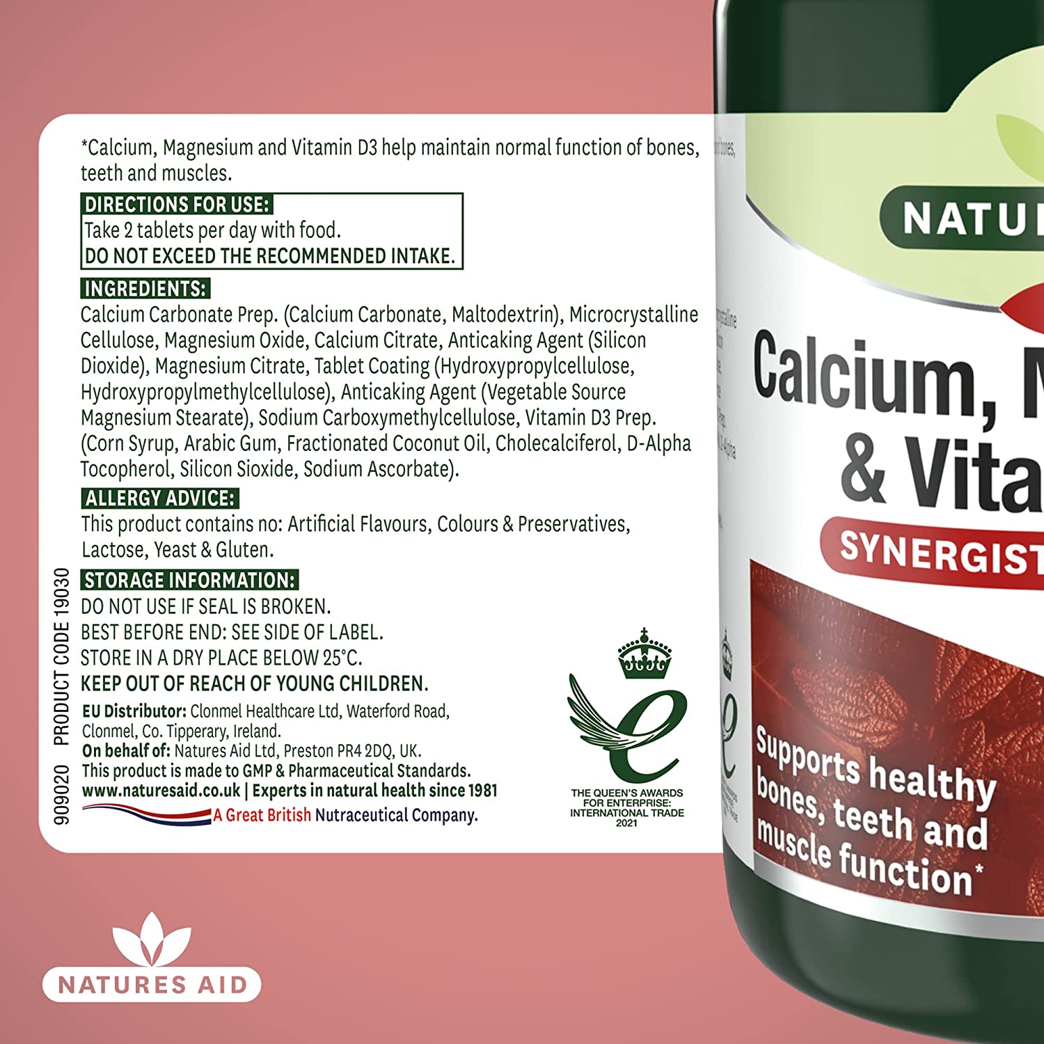 Calcium, Magnesium & Vitamin D3 90 Tablets - Natures Aid - Vitamins & Supplements - Eco Natural Products